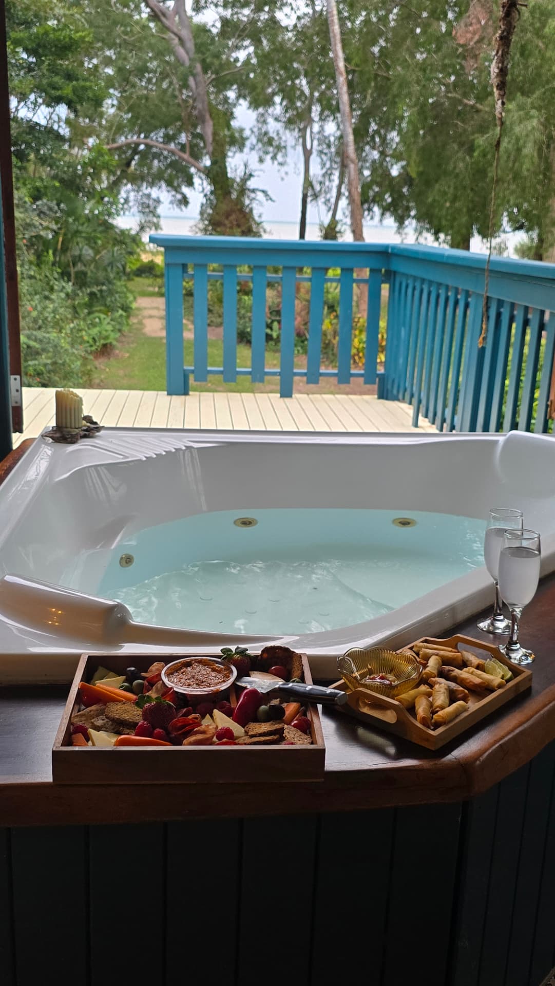 Grazing platters served beside the spa