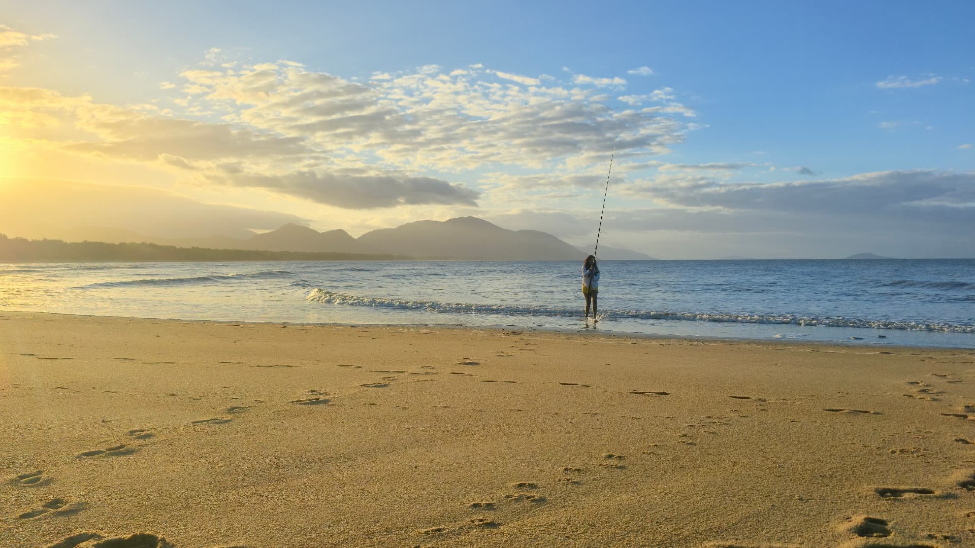 Fishing off the beach at Bramston Beach