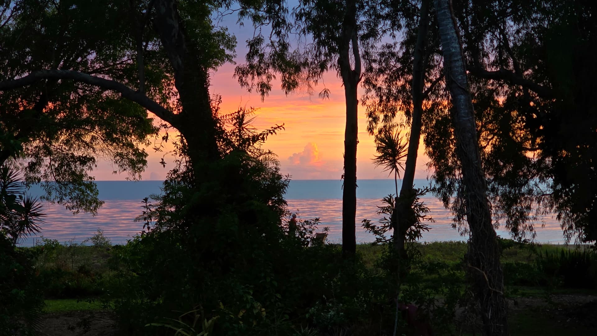 Twilight over the gardens and beachfront