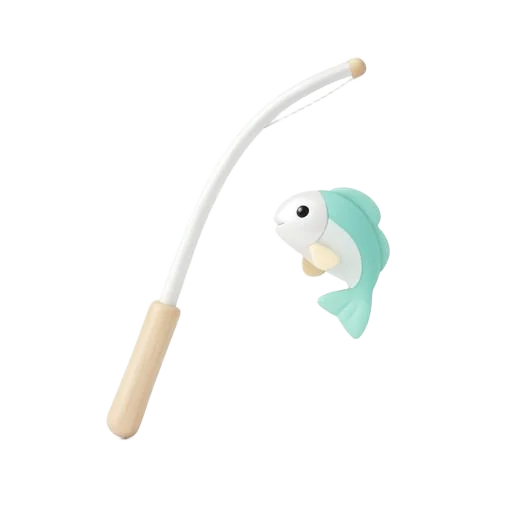 Hand-drawn fishing rod with a leaping fish